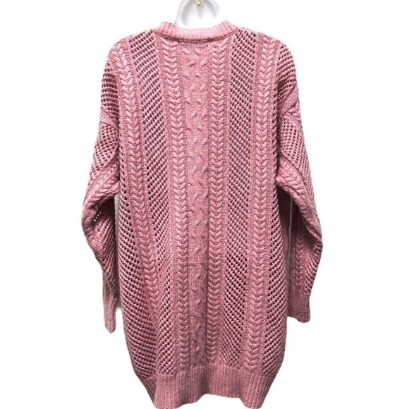John + Jenn Oversized Cable Knit Sweater in Blush Pink Size S/P - Picture 3 of 9